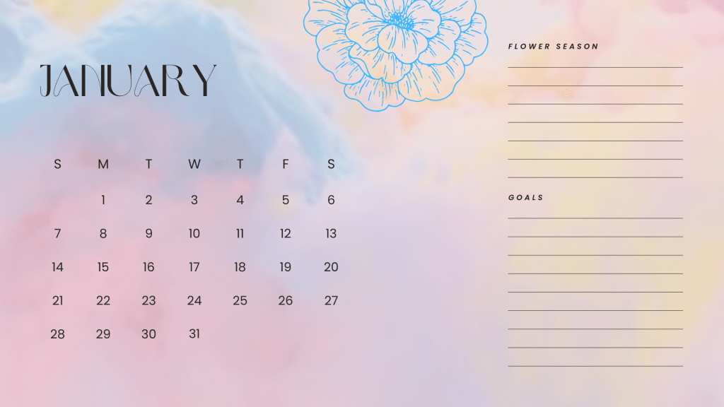 january flower calendar 2024