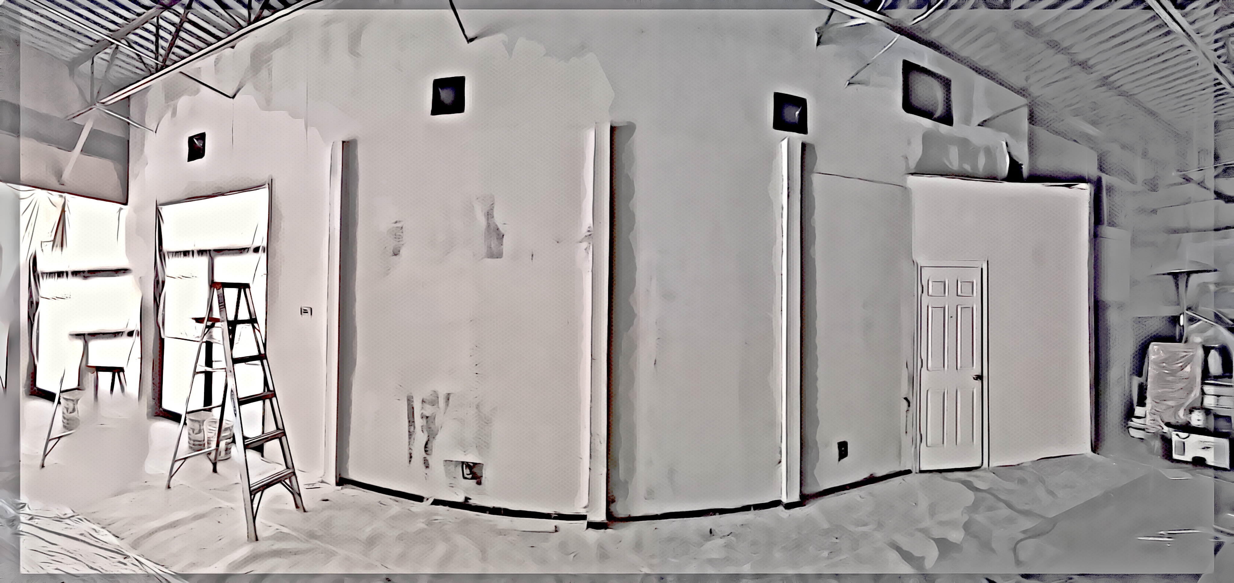 walls as they are prepared for painting, 6ft ladder