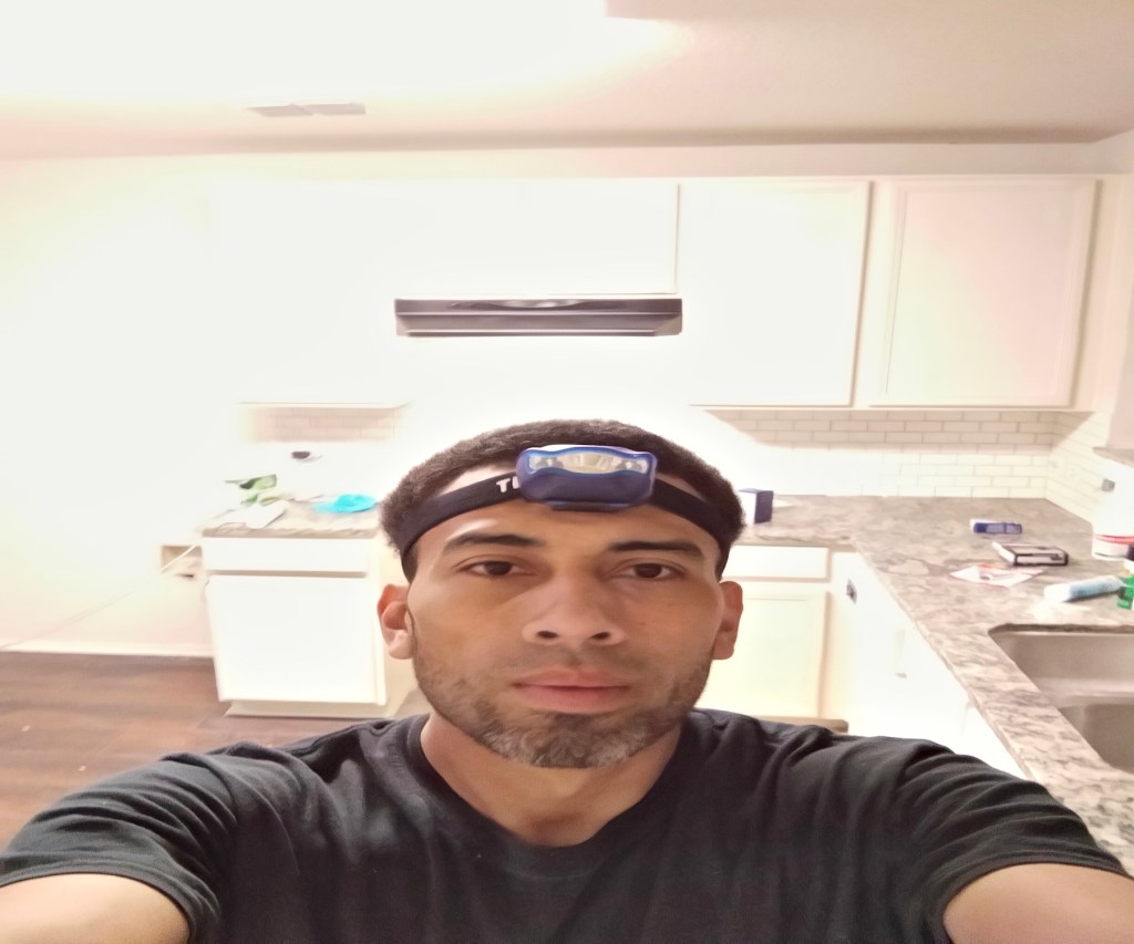 jacob jjbprojectv with headlight in kitchen cabinet repainting project