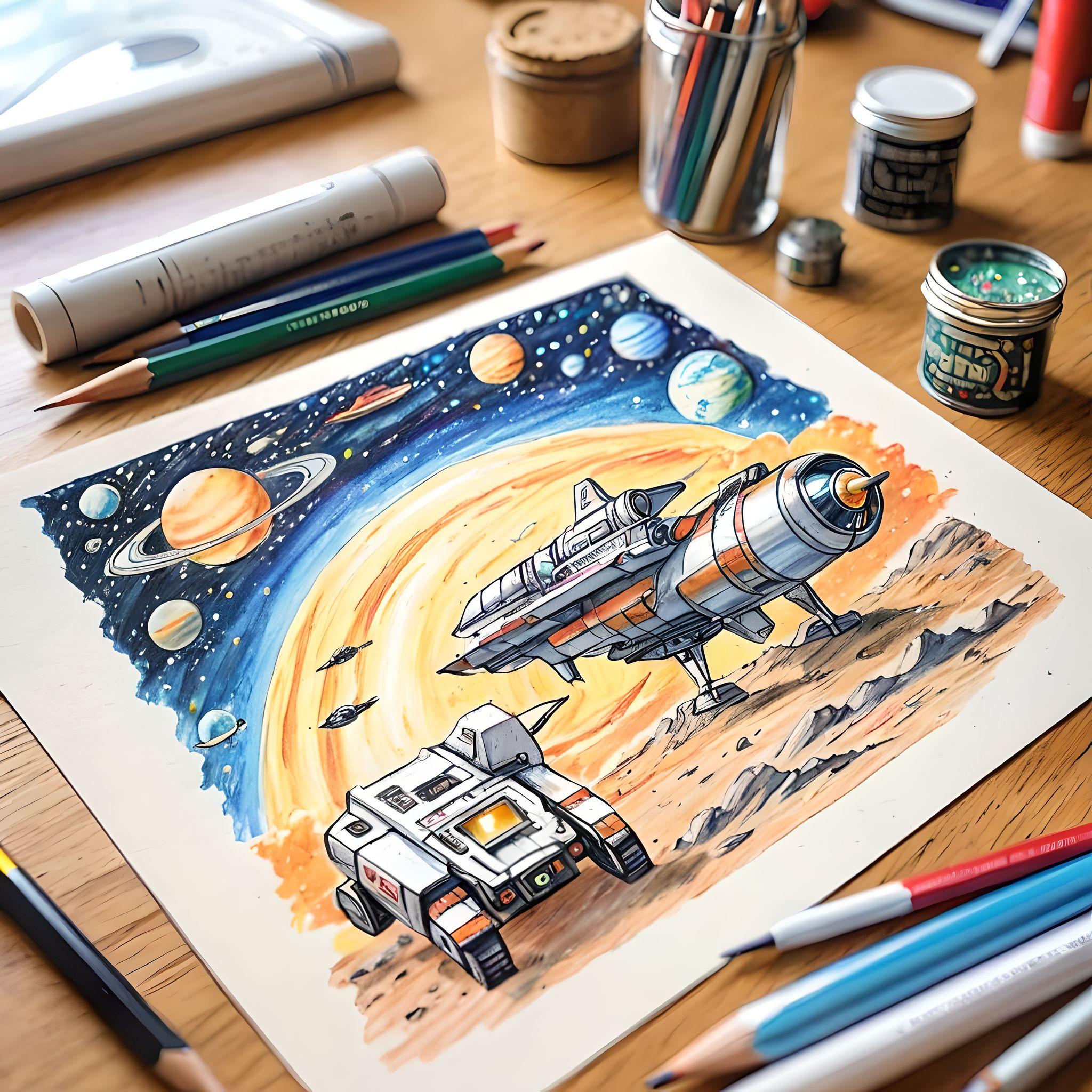 space themed sketch page mock up