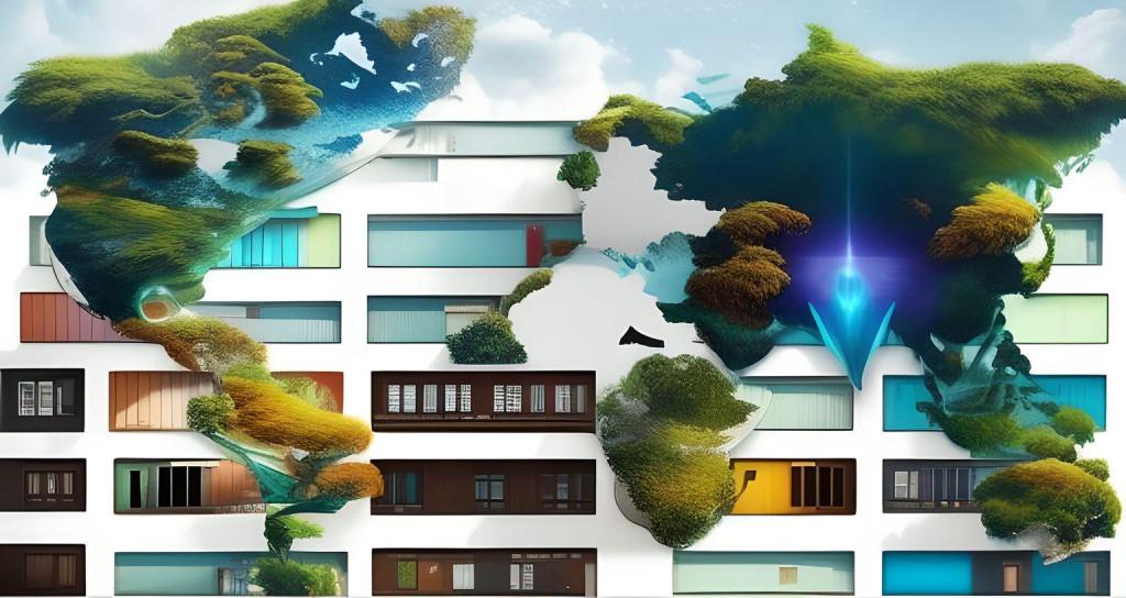 world map over digital decor